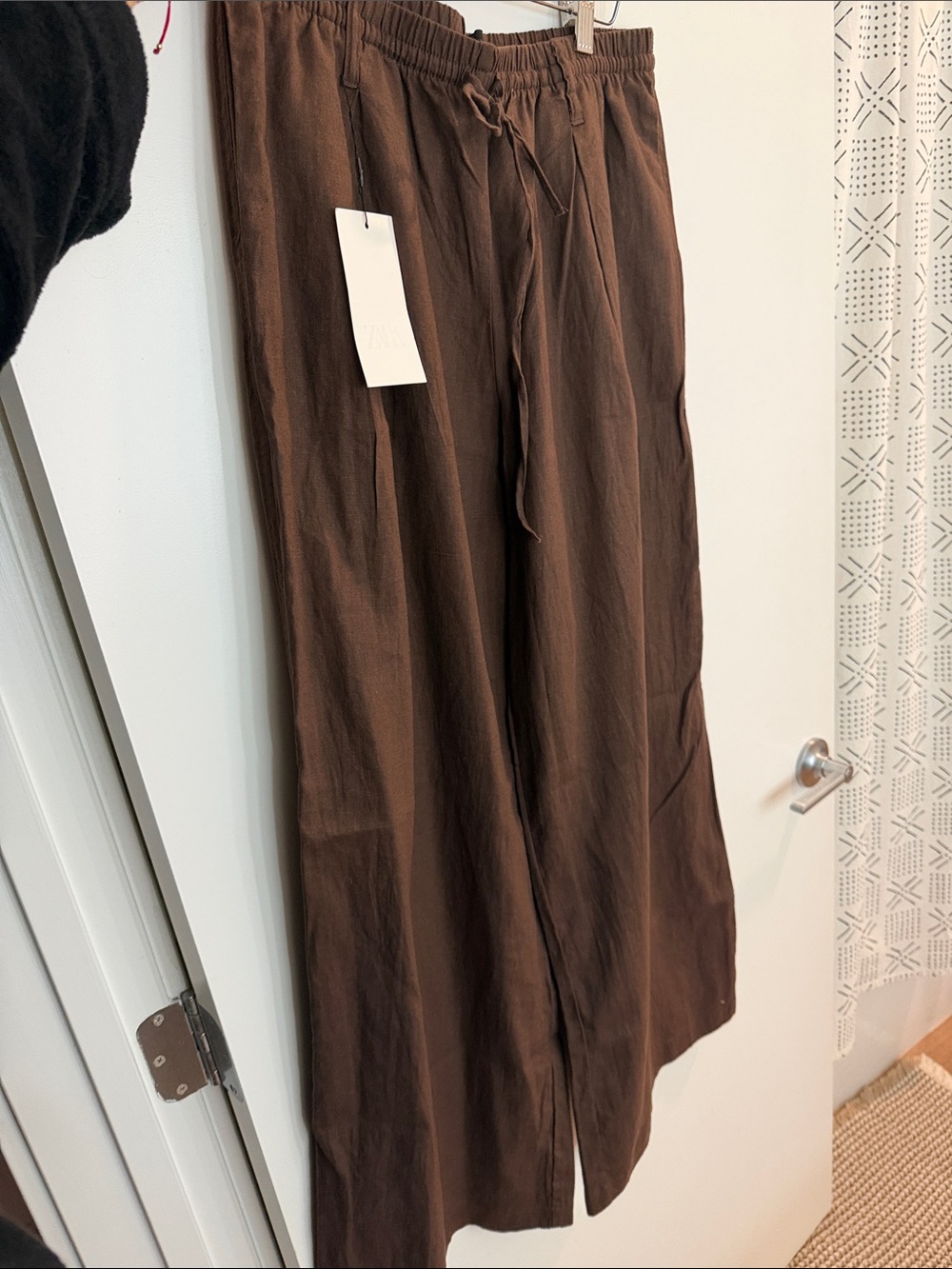 Zara Brown Wide-Leg Drawstring pants